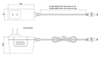 Mechanical Drawing - MEAN WELL GEM/GSM60 Medical Adapters
